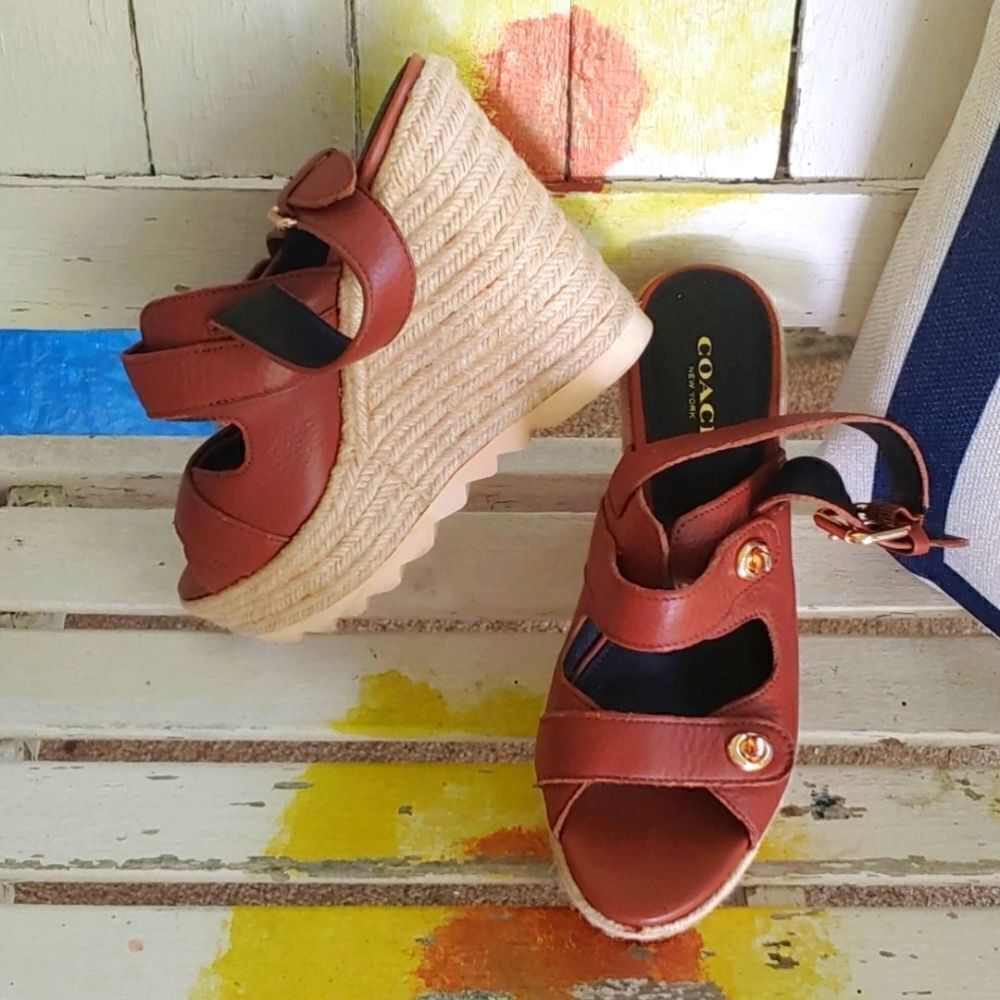 Authentic coach wedges(platform)soft buttery leather!